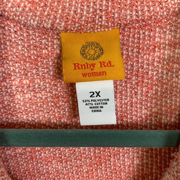 Ruby Rd. Women's Plus Heather Pink Pullover Sweater, Size 2X - Picture 3 of 5